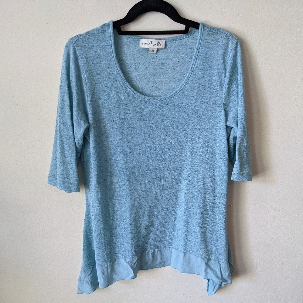 Light blue Simply Noelle handkerchief hem tunic